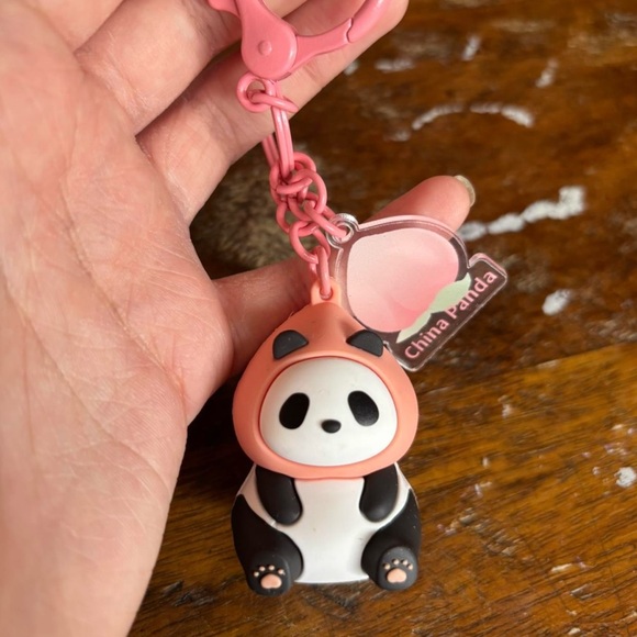 Miniso Pink and Black Panda Keychain Bag Charm - Picture 1 of 3